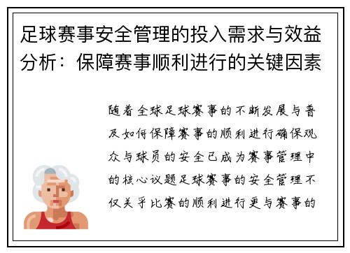 足球赛事安全管理的投入需求与效益分析：保障赛事顺利进行的关键因素
